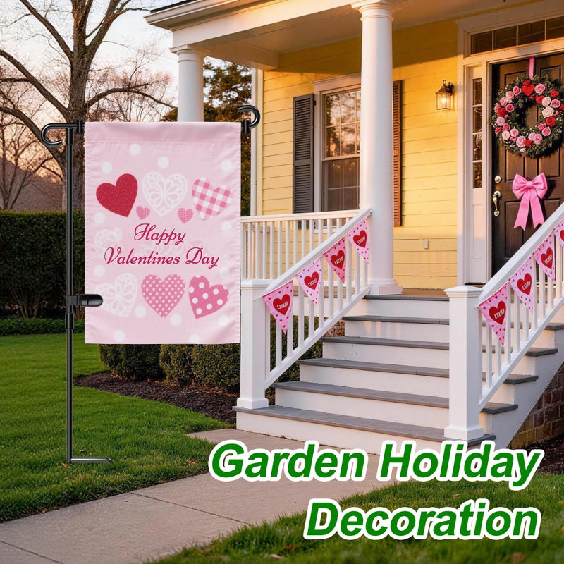 HOOSUN Garden Flag Stand,Wrought Iron Yard Flag Holder Stand,Perfect Garden Flag Holder for 12.5x18 inch Garden Flags,Christmas Valentines Day Garden decorations - Image 2